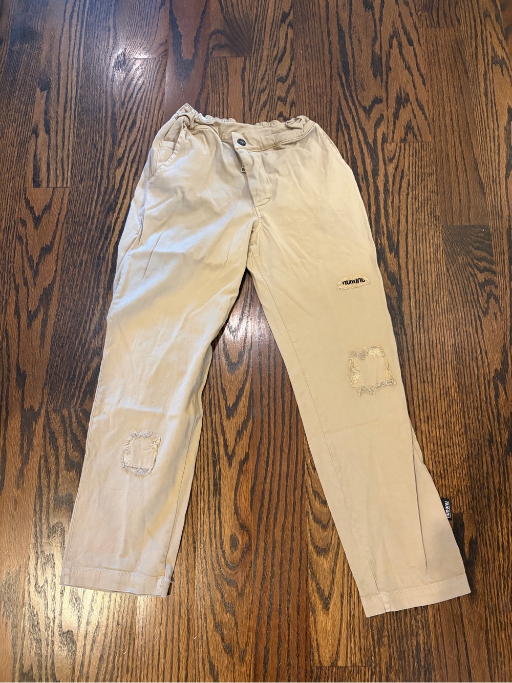Nununu Distressed Chino Jogger Pants Sand Beige Size 10-11Y
